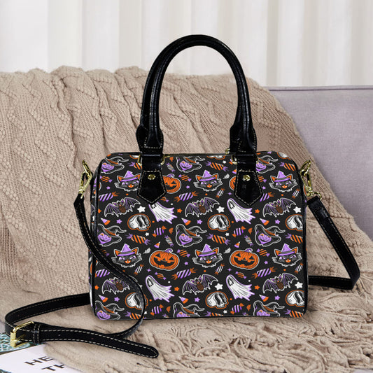 Trick or Treat 24 BLKORNGPRP Boston Handbag Purse