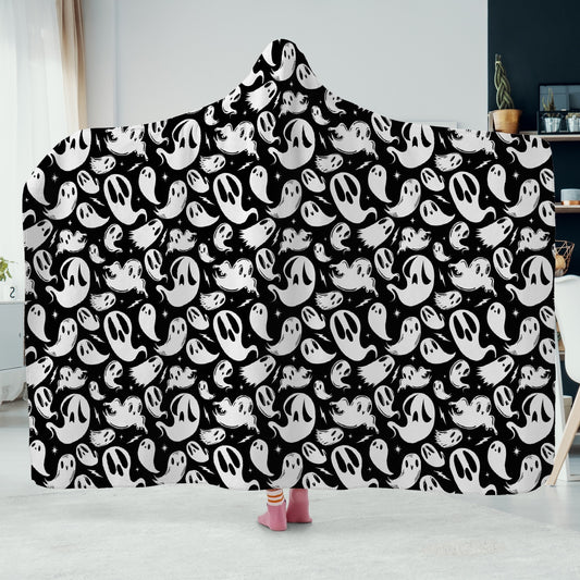 Ghosties 2023 Black and White Hooded Blanket