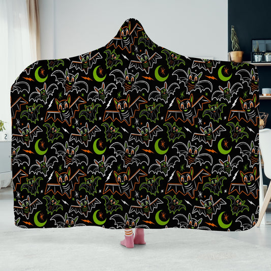 Oh Bats 2023 Black, Orange, Chartreuse Hooded Blanket