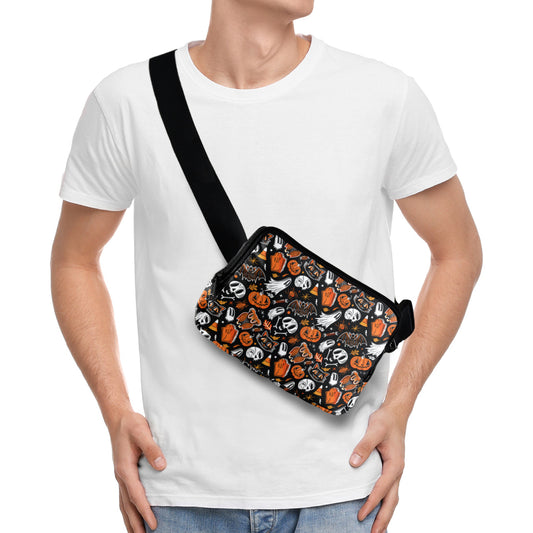 Everything Halloween 24 Black, White, Orange Crossbody Waist Fanny Pack Bag