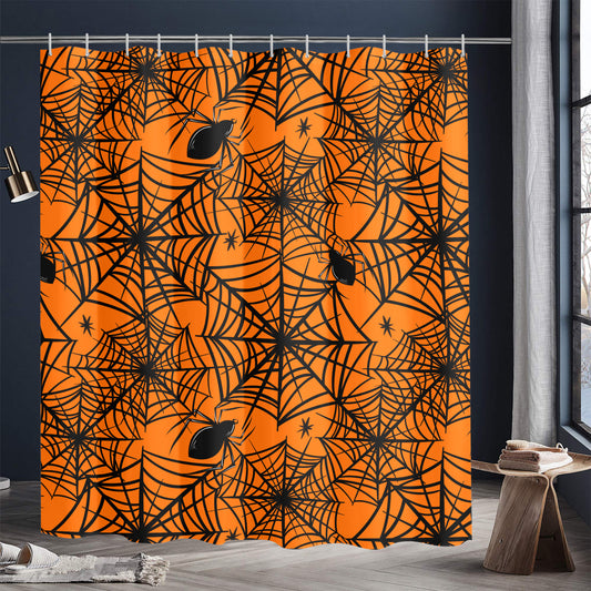 Webz Orange Spooky Shower Curtain