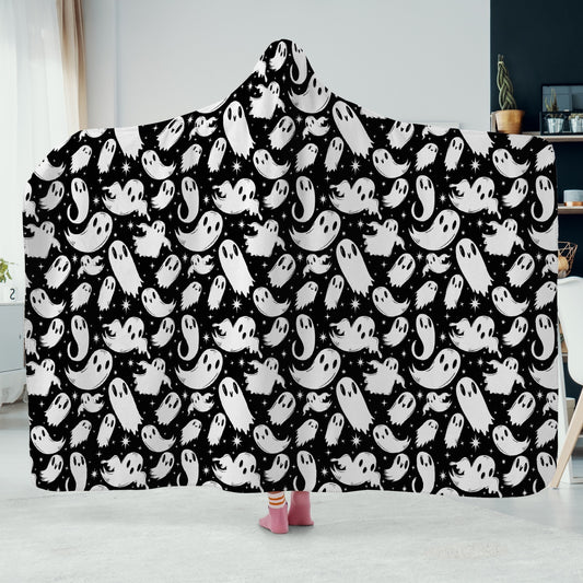 Ghosties 2022 Black and White Hooded Blanket