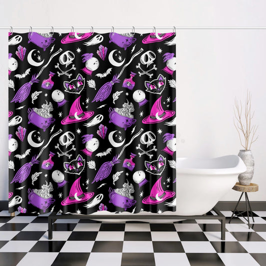 Magick Curio 2023 Pink, Orchid Witchy Halloween Shower Curtain