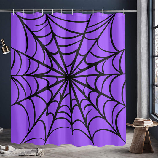 Gothic Web Purple Spooky Shower Curtain