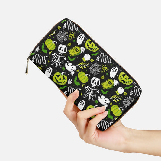 Everything Halloween 2022 Black, White, Chartreuse, Green Zipper Wallet