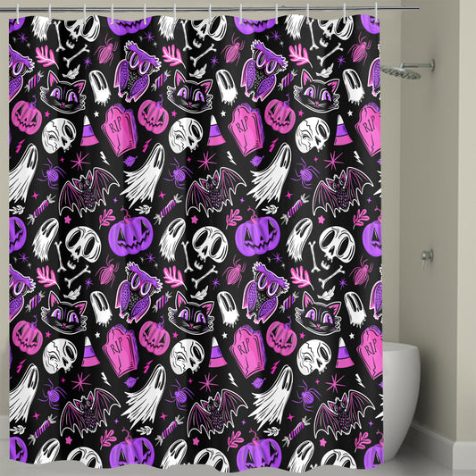 Everything Halloween 24 BWPNKPRP Shower Curtain