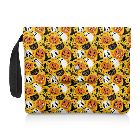 All Hallows Eve Yellow Spooky Halloween Book Kindle Planner Sleeve with Strap