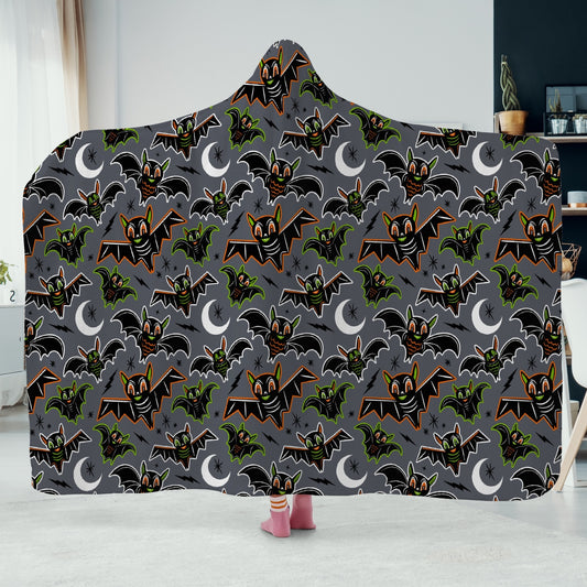 Oh Bats 2023 Gray Orange Chartreuse Hooded Blanket