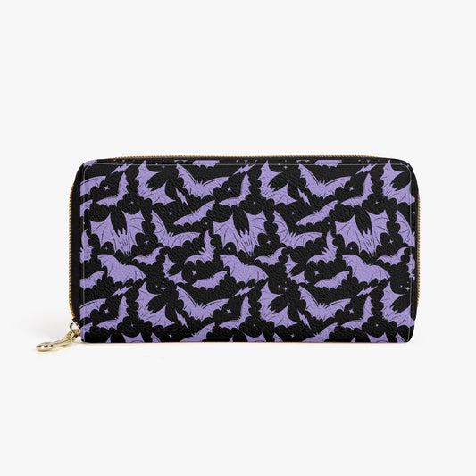 Batty Bats 2023 Black with Lavender Zipper Wallet