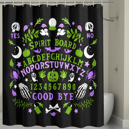 Spirit Board Black Purple Green Spooky Shower Curtain