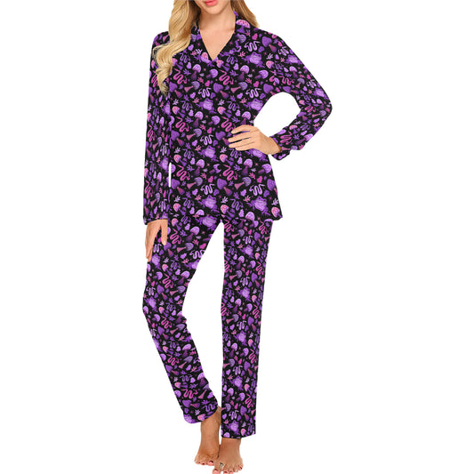 Toad Magick Purple Mens and Womens Long Sleeve Pajama Sets No Pockets