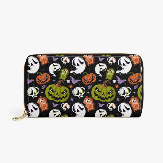 Haunted Pumpkins 2023 Chartreuse, Orange, Purple Zipper Wallet