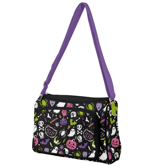 Everything Spooky 2022 Black, White, Purple, Pink, Chartreuse Double Compartment Purse