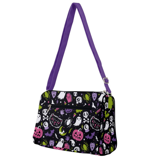 Everything Spooky 2022 Black, White, Purple, Pink, Chartreuse Double Compartment Purse