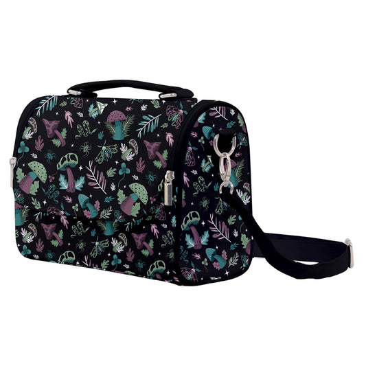 Midnight Mushrooms Turquoise, Mauve, Mint Satchel Purse