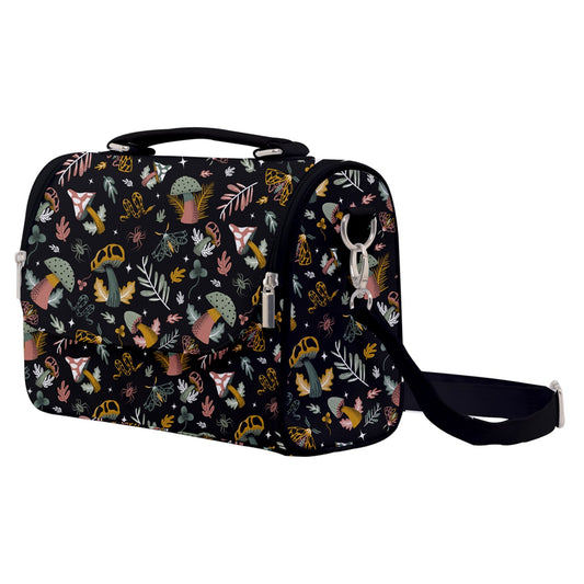 Midnight Mushrooms Sage, Gold, Fawn Satchel Purse