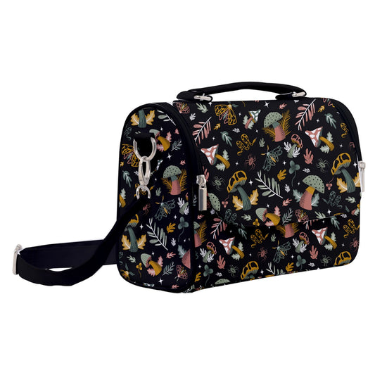 Midnight Mushrooms Sage, Gold, Fawn Satchel Purse