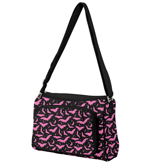 Bats and Stars Black, Bubblegum Double Compartment Purse