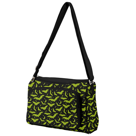 Bats and Stars Black, Chartreuse Double Compartment Purse