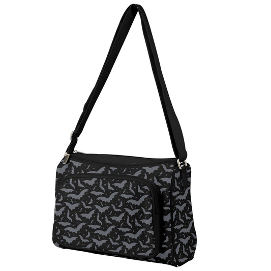 Bats and Stars Black, Gray Double Compartment Purse