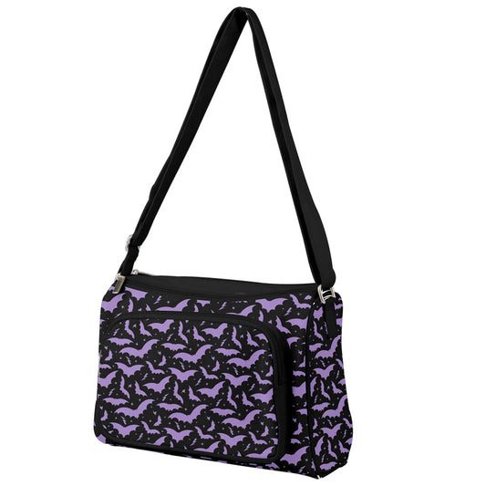 Bats and Stars Black, Lavender Double Compartment Purse