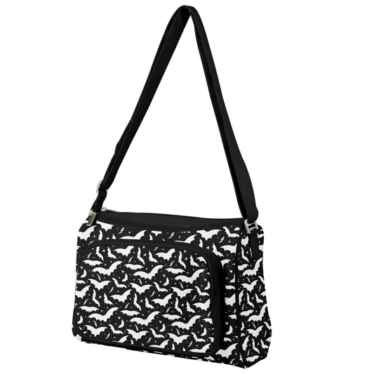 Bats and Stars Black and White Double Compartment Purse