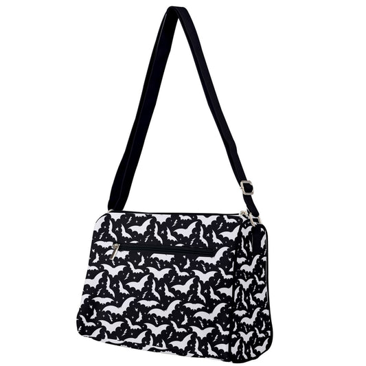 Bats and Stars Black and White Double Compartment Purse