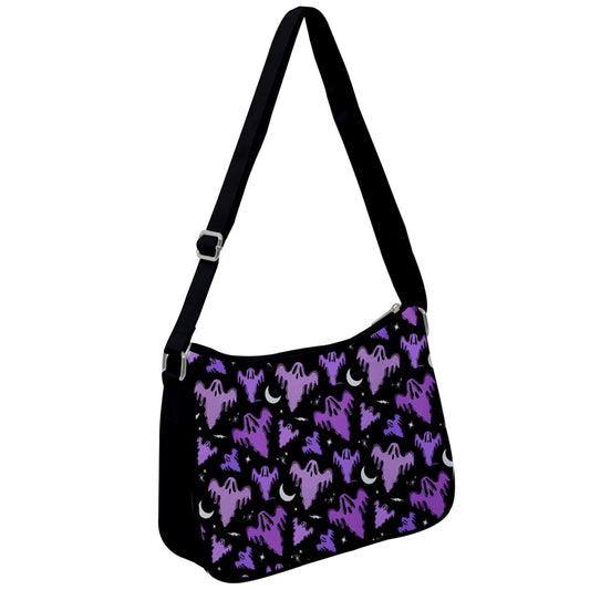 Graveyard Ghosts Black, White, Purple, Orchid Shoulder Purse