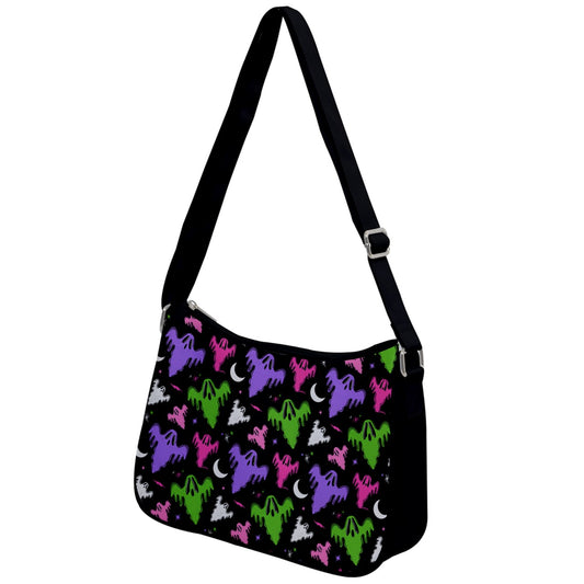 Graveyard Ghosts Black, White, Pink, Purple, Green Shoulder Purse