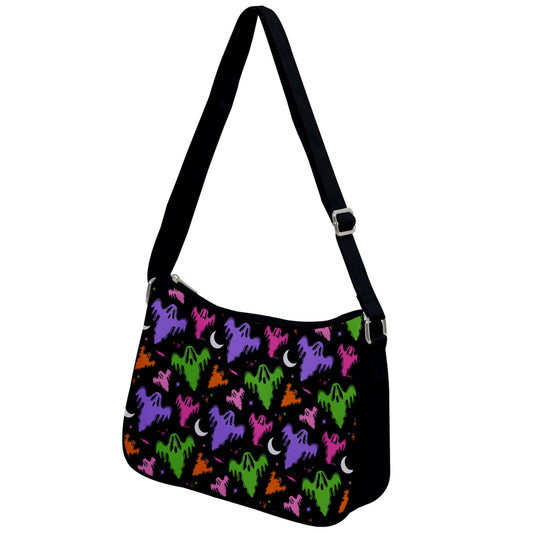 Graveyard Ghosts Black, White, Pink, Purple, Green, Orange Shoulder Purse