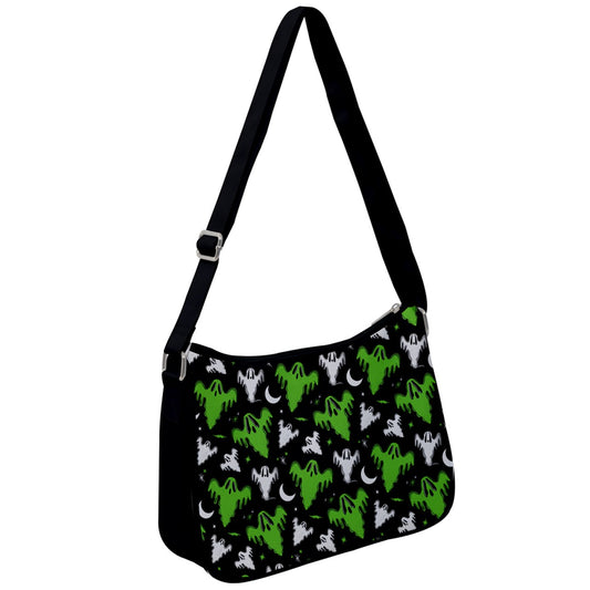 Graveyard Ghosts Black, White,Green Shoulder Purse