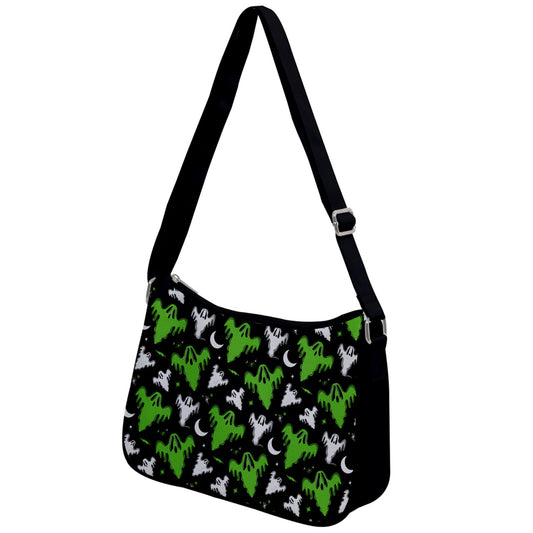 Graveyard Ghosts Black, White,Green Shoulder Purse