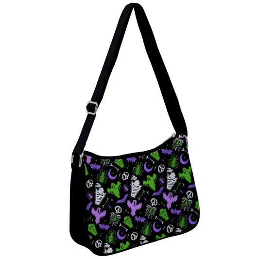 Graveyard Ghouls 2023 Black, White, Green, Purple Shoulder Purse