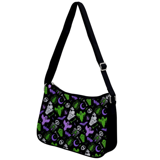 Graveyard Ghouls 2023 Black, White, Green, Purple Shoulder Purse