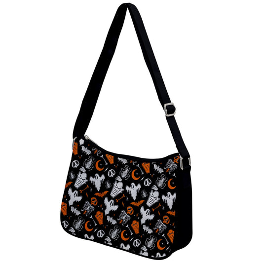 Graveyard Ghouls Black, White, Orange Shoulder Purse