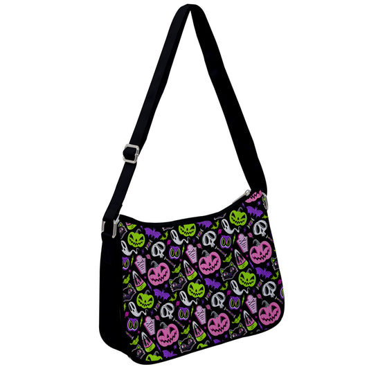 The Creeps Purple,Pink, Chartreuse Shoulder Purse