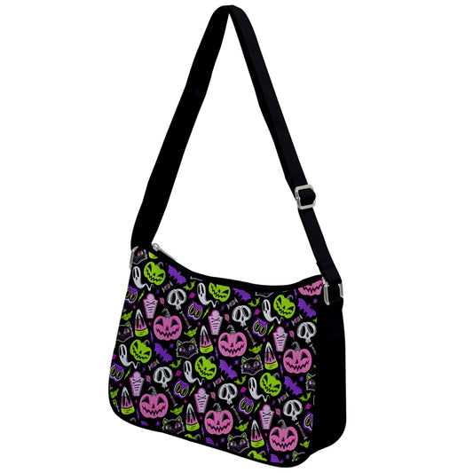 The Creeps Purple,Pink, Chartreuse Shoulder Purse