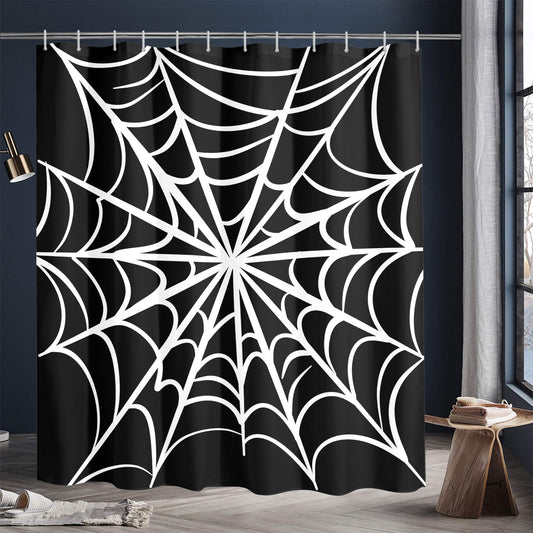 Gothic Web BW Spooky Shower Curtain