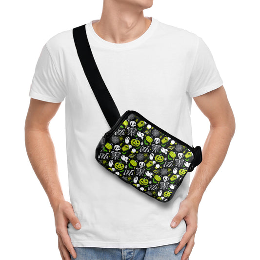 Everything Halloween Black, White, Green Crossbody Waist Fanny Pack Bag