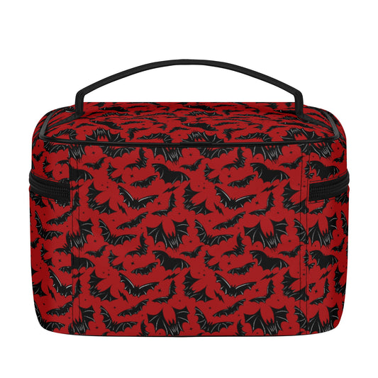 Batty Bats 2023 Gothic Red Faux Leather Cosmetic Makeup Bag