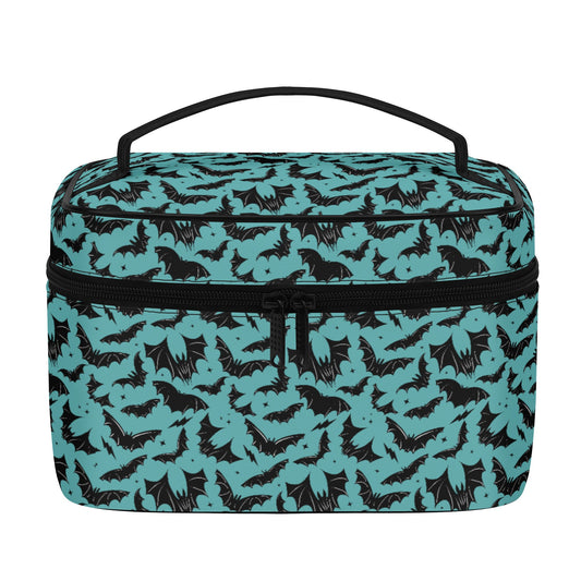 Batty Bats 2023 Gothic Aqua Faux Leather Cosmetic Makeup Bag