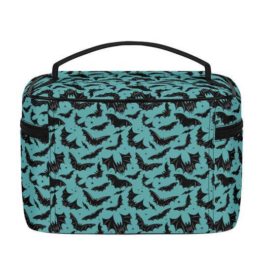 Batty Bats 2023 Gothic Aqua Faux Leather Cosmetic Makeup Bag