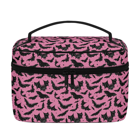 Batty Bats 2023 Gothic Bubblegum Pink Faux Leather Cosmetic Makeup Bag