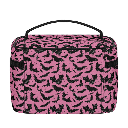 Batty Bats 2023 Gothic Bubblegum Pink Faux Leather Cosmetic Makeup Bag