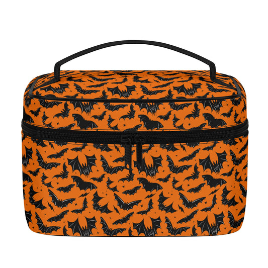 Batty Bats 2023 Gothic Orange Faux Leather Cosmetic Makeup Bag