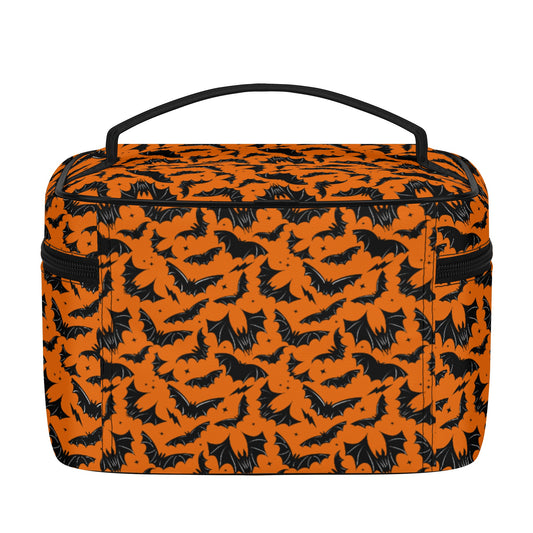 Batty Bats 2023 Gothic Orange Faux Leather Cosmetic Makeup Bag