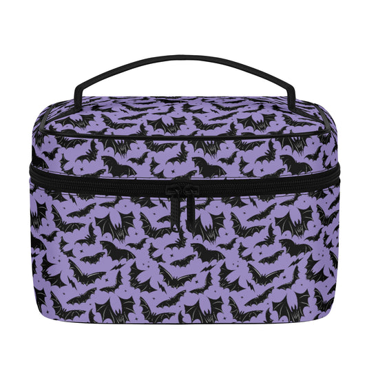 Batty Bats 2023 Gothic Lavender Faux Leather Cosmetic Makeup Bag