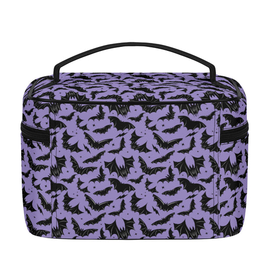 Batty Bats 2023 Gothic Lavender Faux Leather Cosmetic Makeup Bag