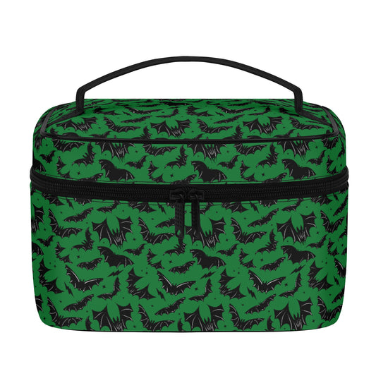 Batty Bats 2023 Gothic Green Faux Leather Cosmetic Makeup Bag