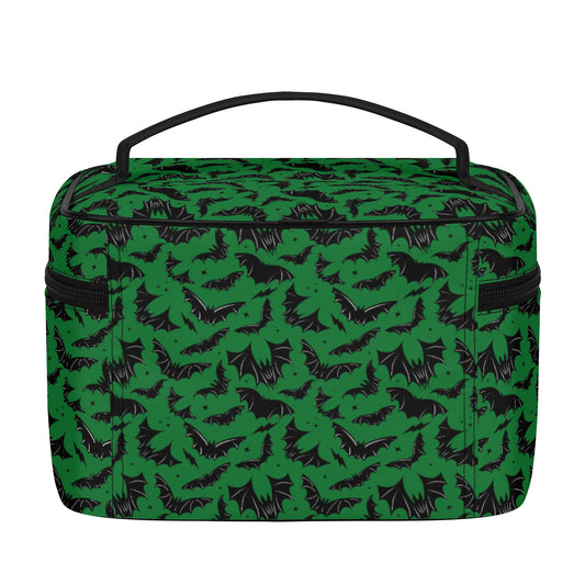 Batty Bats 2023 Gothic Green Faux Leather Cosmetic Makeup Bag